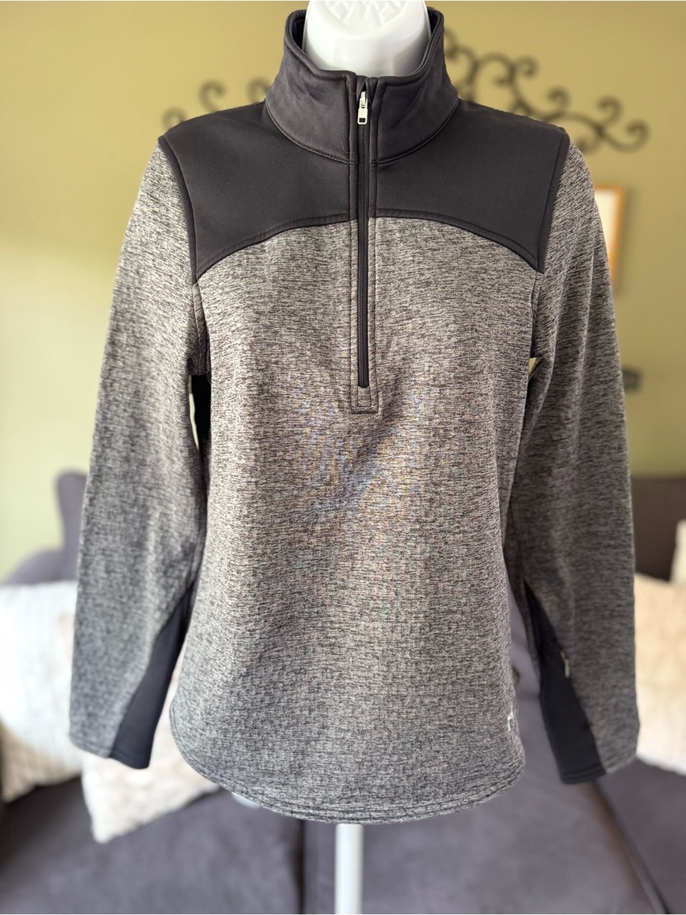 Under Armour Black and Gray ColdGear Quarter-Zip Top
